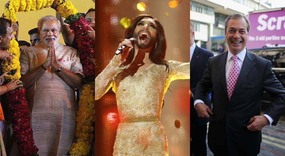 Modi, Conchita and Farage: three men of the people?