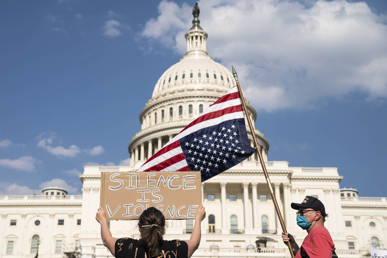 People gather at the US Capitol during a protest against police brutality on 4 June 2020 in Washington, DC.