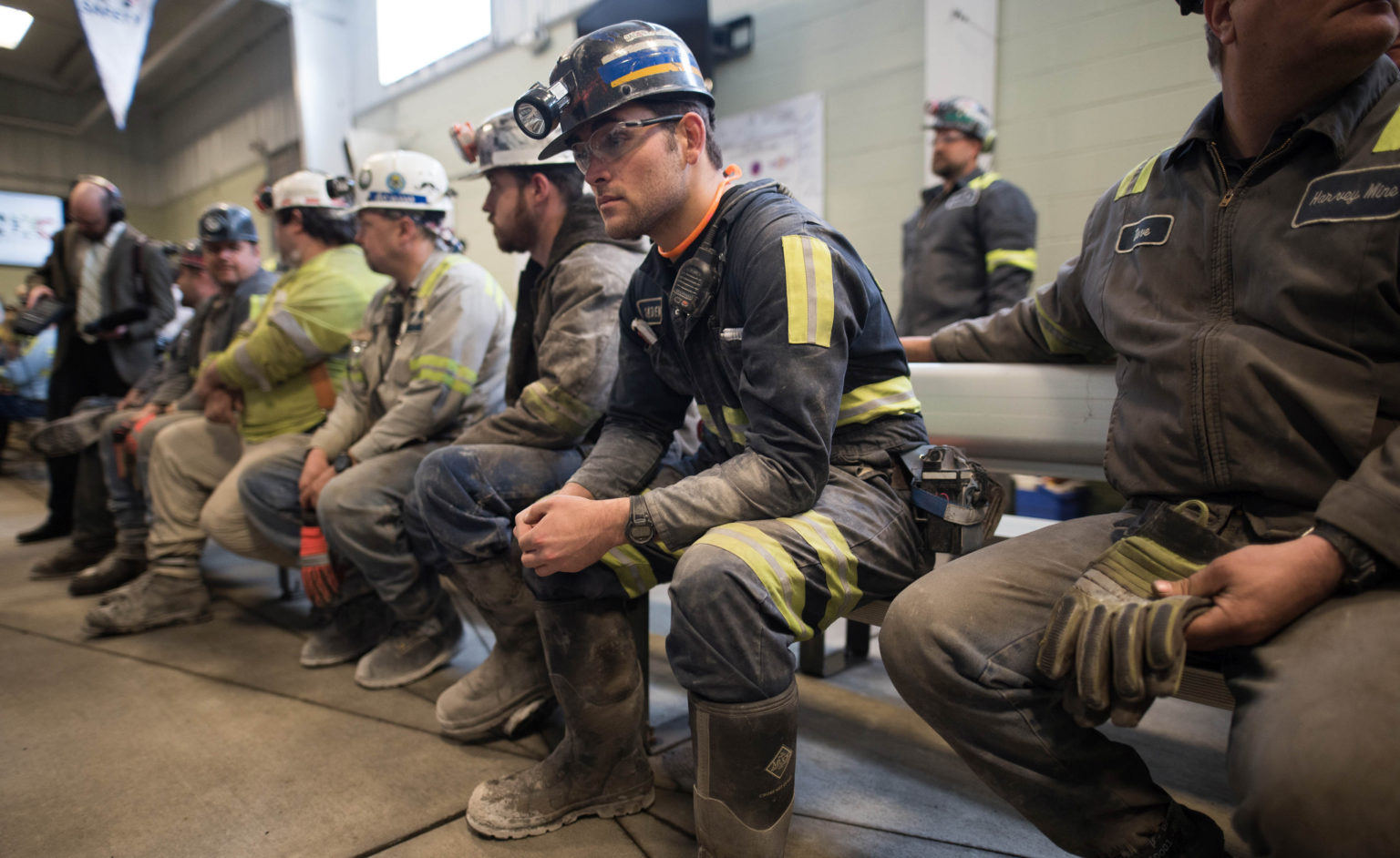 Coal miners at Harvey Mine, in Sycamore, Pennsylvania, 13 April 2017.
