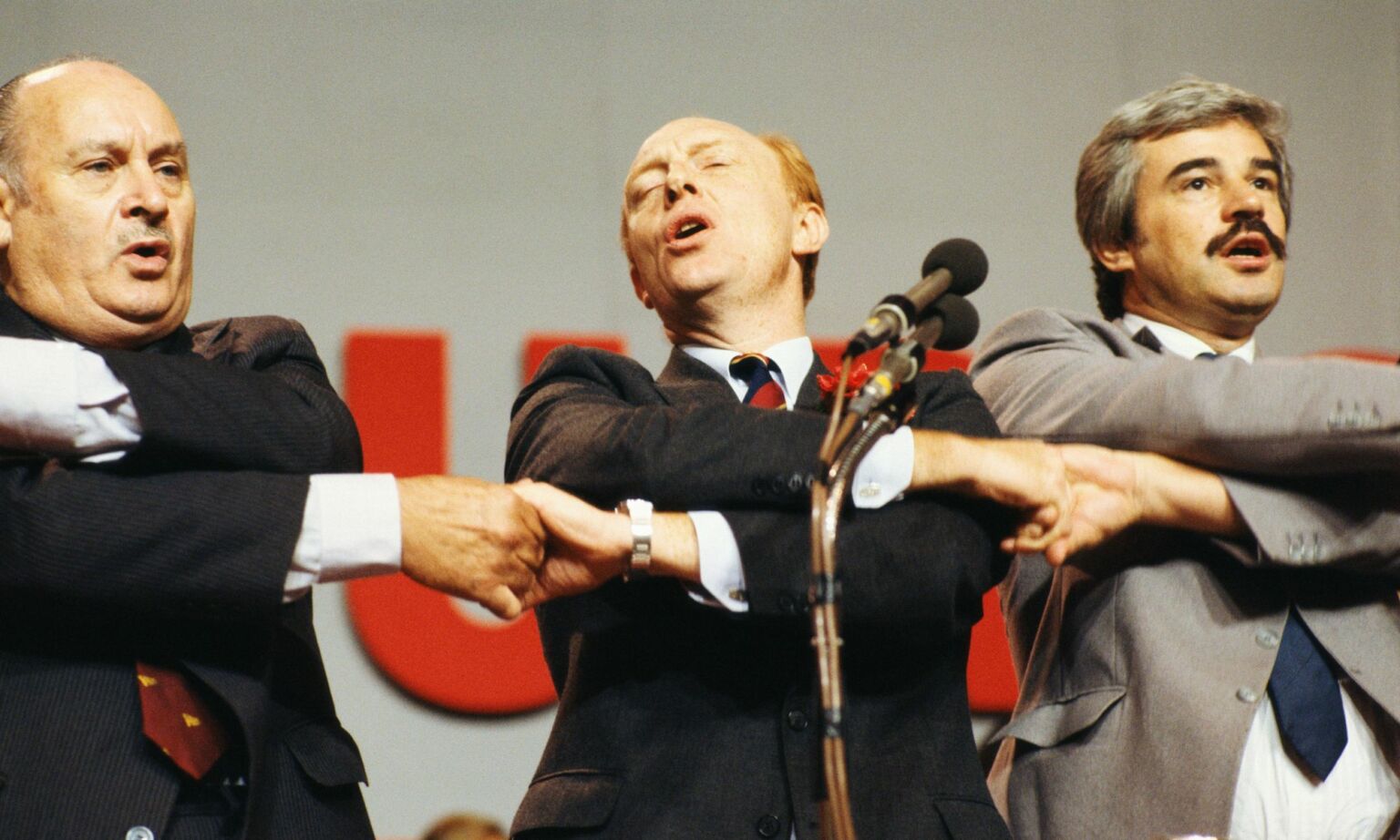 Labour leader Neil Kinnock at the Labour Party Conference in Blackpool, October 1985.