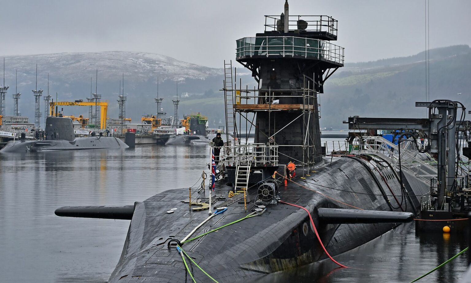 HMS Vigilant, one of the UK's fleet of four submarines carrying the Trident nuclear missile system, at Her Majesty's Naval Base, Clyde, 20 January 2016.