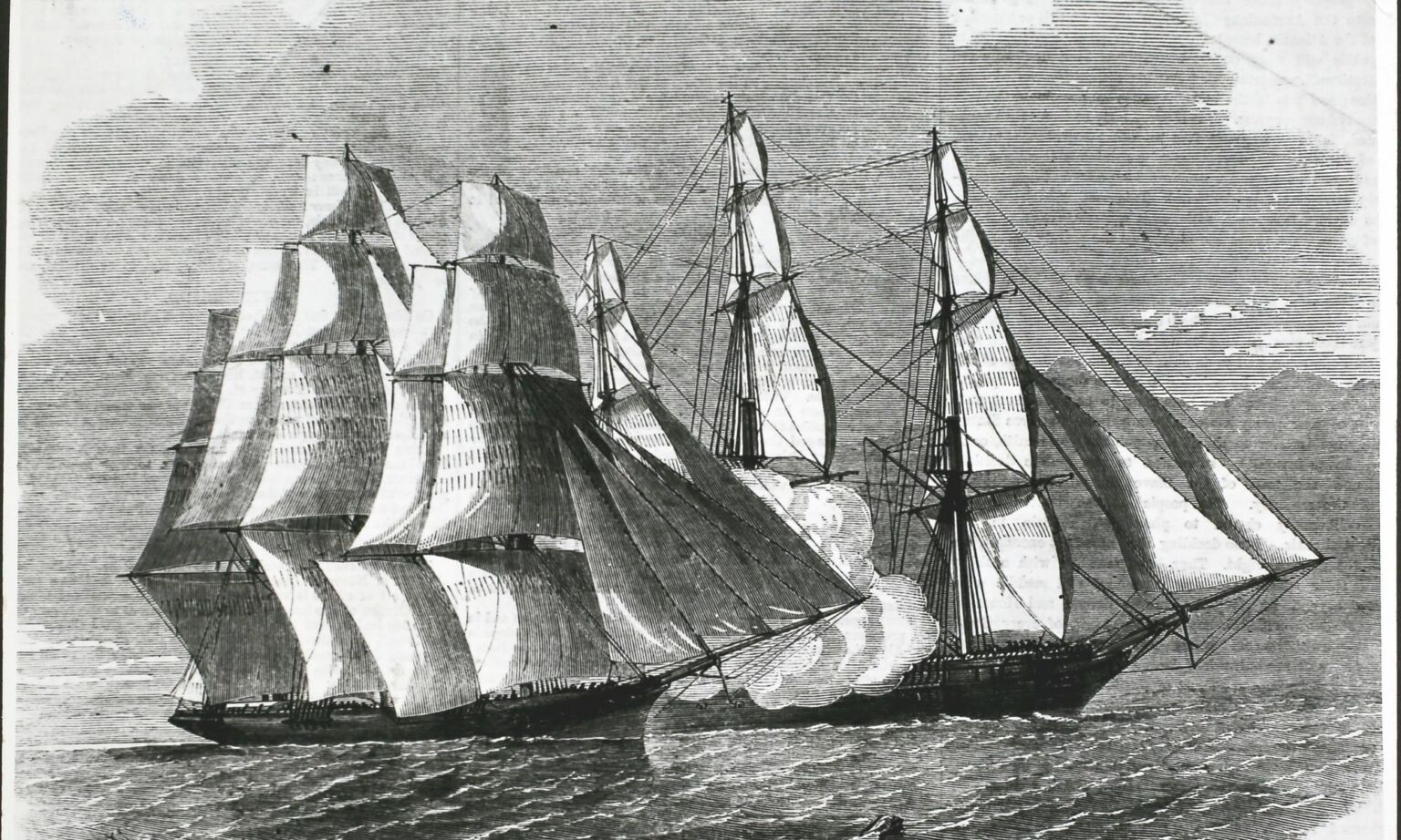 HMS Brisk during attempts by Great Britain to eradicate the slave trade in Africa, 1860.