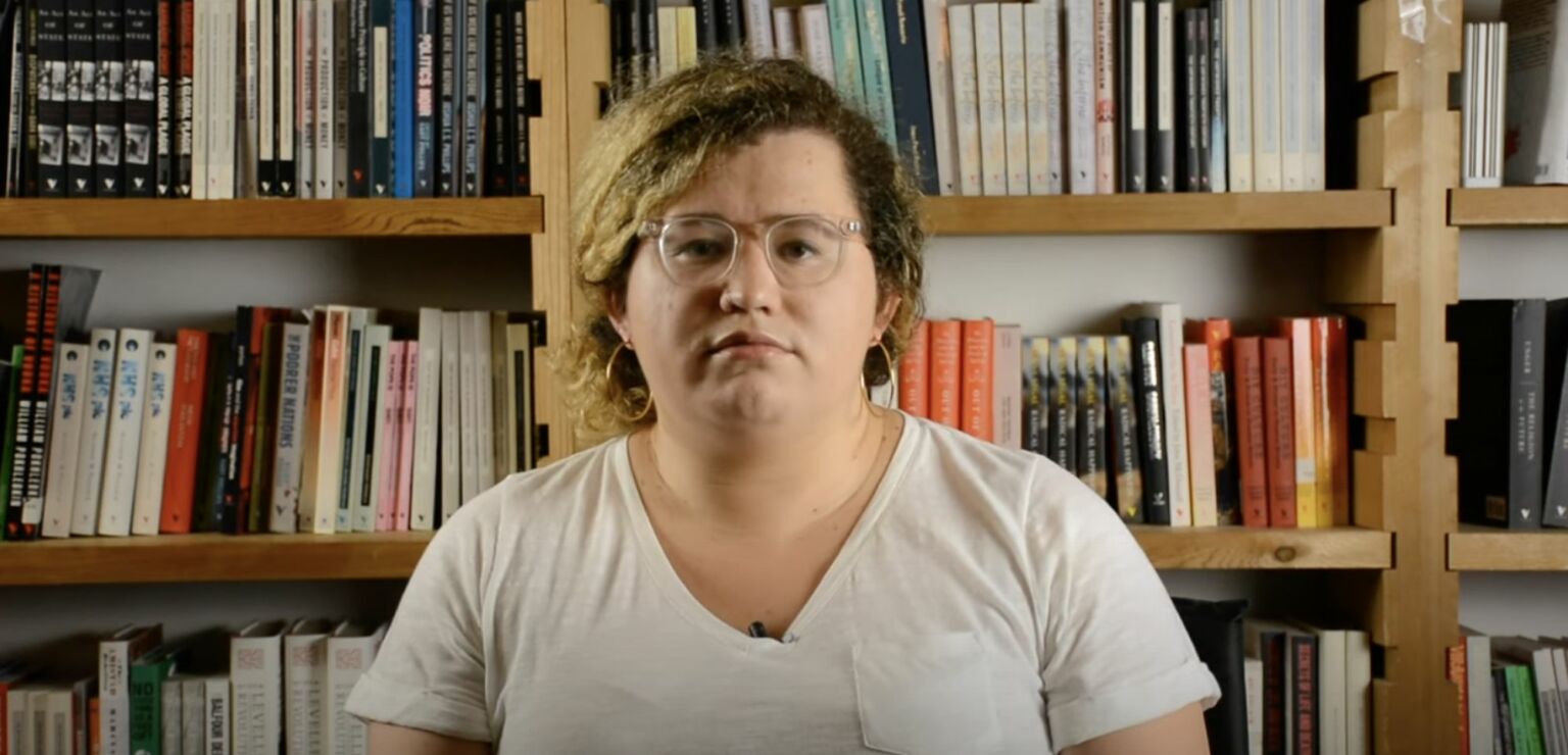 Andrea Long Chu appearing on the Verso Books YouTube channel in 2019.