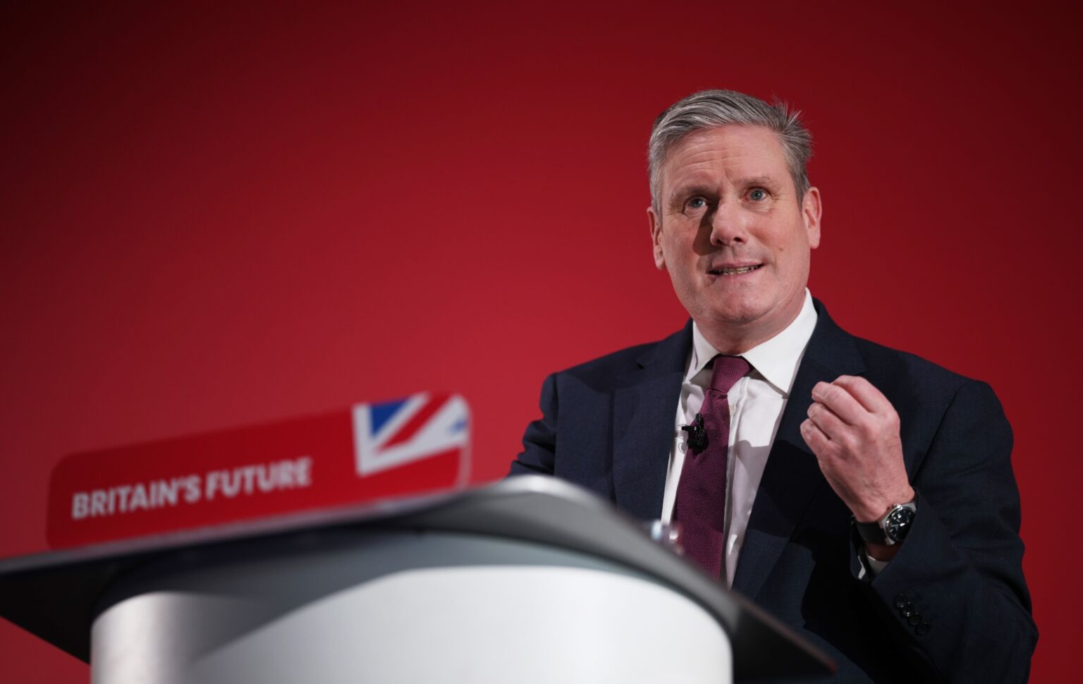 Labour leader Keir Starmer speaks at a conference in London, 1 February 2024.
