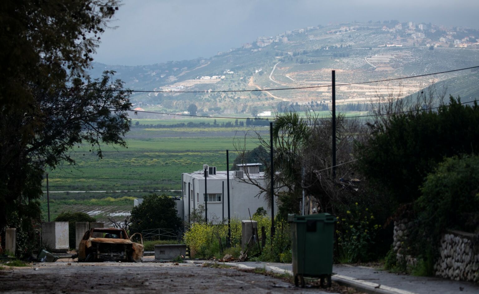 A view of a car damaged by a rocket fired from Lebanon by Hezbollah, in Metula, Israel, 19 March 2024.