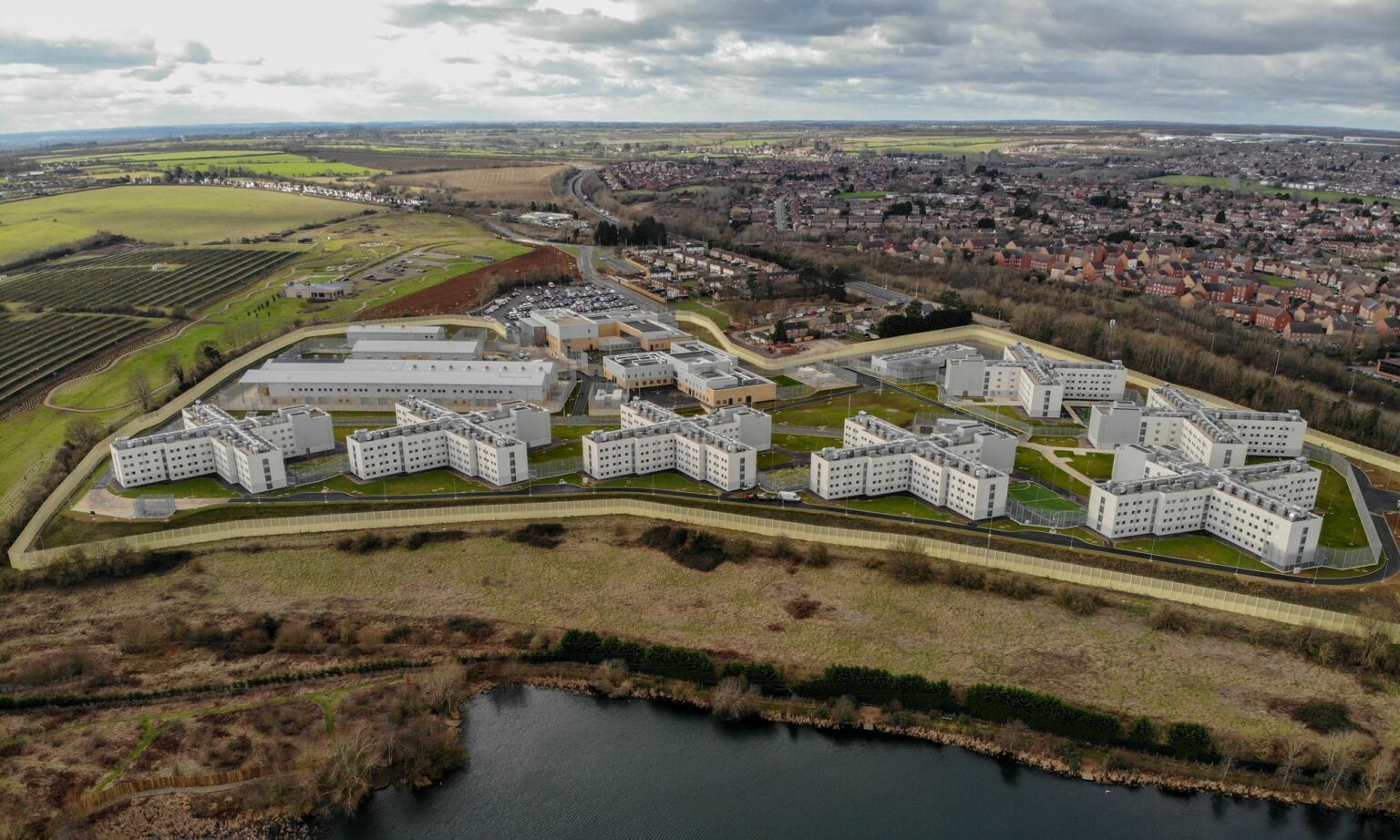 An aerial view of Five Wells Prison in Wellingborough, Northamptonshire.