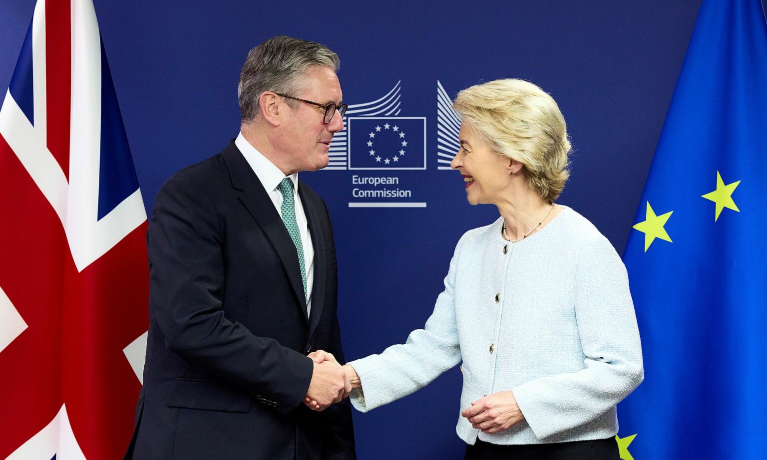 Prime minister Keir Starmer and European Commission president Ursula von der Leyen attend a press conference at the European Commission headquarters, 2 October 2024.