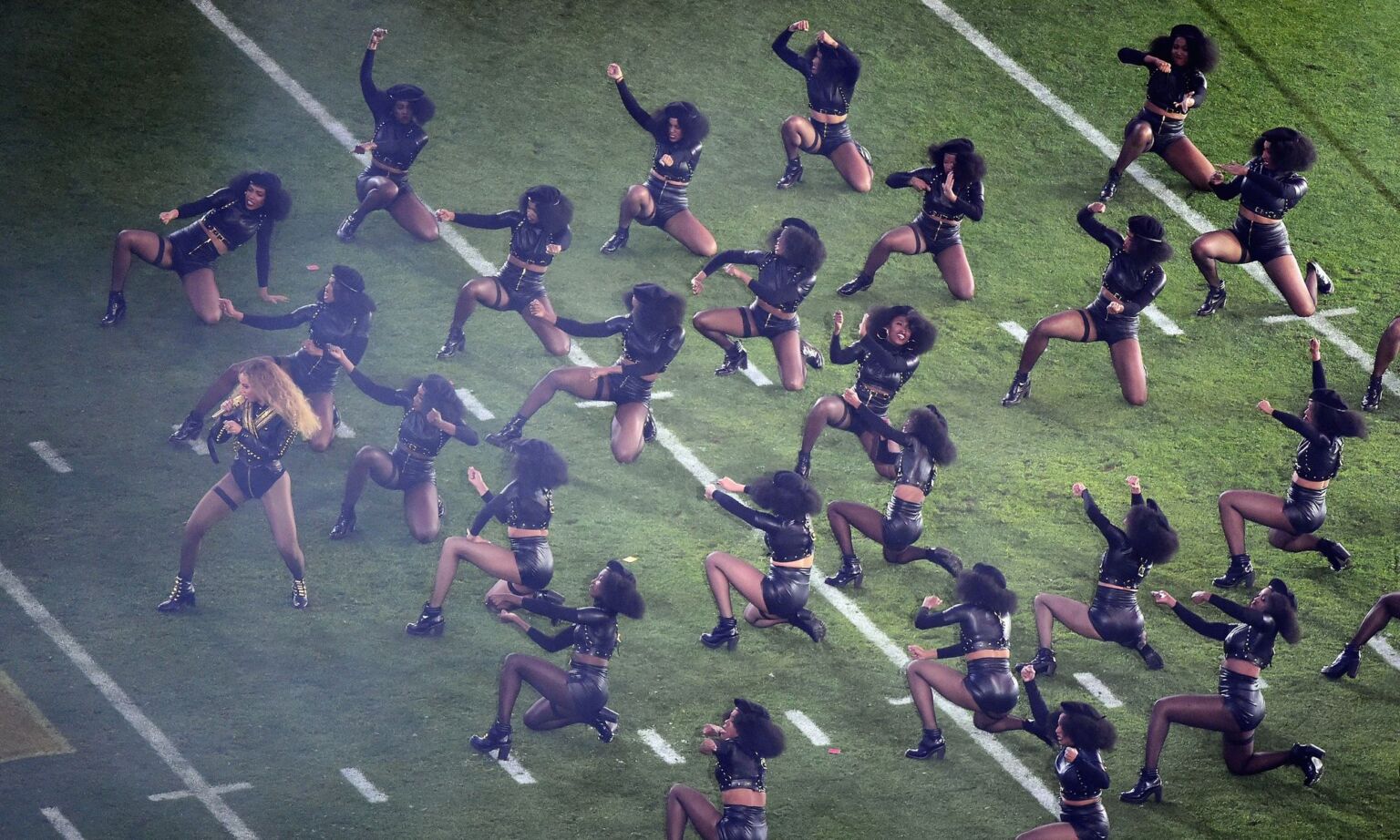 Beyoncé performs during Super Bowl 50 at Levi's Stadium in February 2016 in Santa Clara, California.