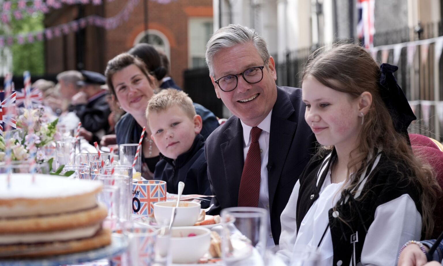 UK prime minister Keir Starmer hosts a VE Day street party at Downing Street, 5 May 2025.