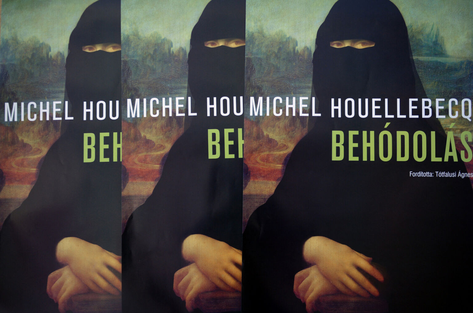 Posters promoting the Hungarian translation of 'Soumission', Budapest, Hungary, 14 April 2015