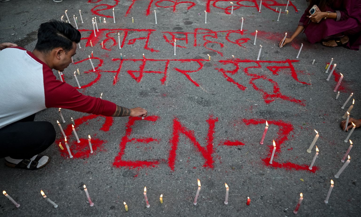 Protesters engage in a 'National Day of Mourning' in honour of those killed during protests in Kathmandu, 17 September 2025.