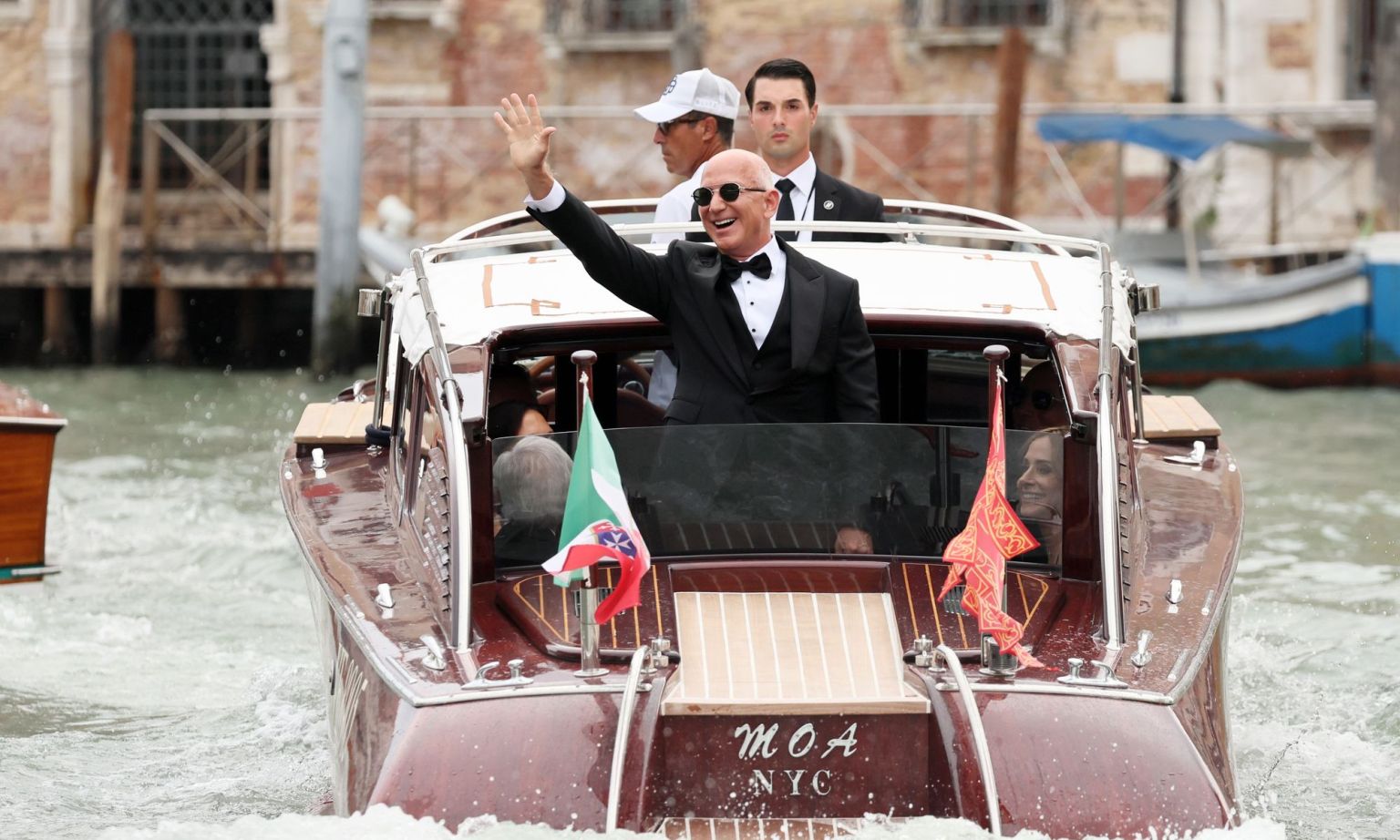 Amazon founder Jeff Bezos at his wedding to Lauren Sanchez in Venice, June 2025.
